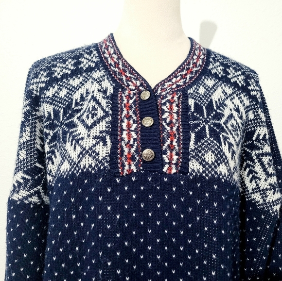 Vintage SPUNKY Nordic Sweater Medium USA Made | Fair Isle Pullover 100% Acrylic - Picture 2 of 11